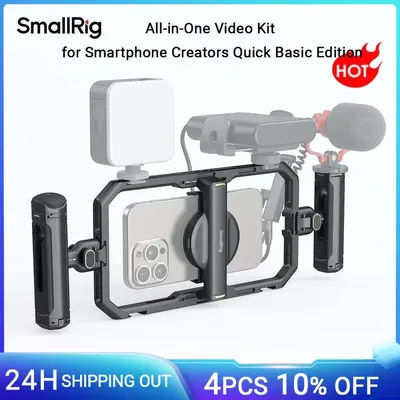 SmallRig Universal Quick Release Phone Cage Kit Basic All-in-One Video Kit for iPhone 16/15 for