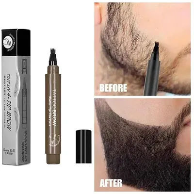 Waterproof 4-Tip Beard Pencil Beard Filler Beard Hair Enhancer Lasting Repair Moustache Coloring Shaping Tools Eyebrow Pencil