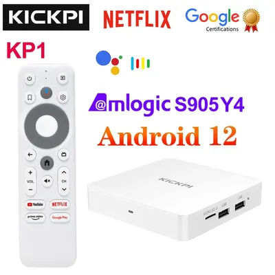 KICKPI KP1 Google Certified TV Box Android 12 Amlogic S905Y4 2GB 32GB Support AV1 1080P H.265 4K 2.4G&5G Wifi BT Androidtv Box