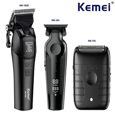 Kemei KM-1858 9000RPM 10W Hair Clipper,KM-264 Rechargeable Electric Trimmer,Original KM-T95 Shaver For Men Barber Clippers Kit