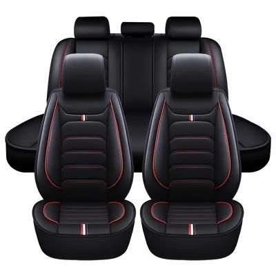 TEMU Luxury 5-seats Car Seat Cover Set - Universal Fit, Pu Leather With Sponge Filling, Waterproof Covers For Suvs & Most Vehicles - Maintenance-free Auto Accessory