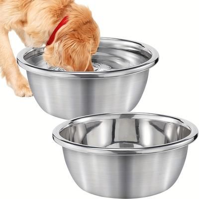 TEMU 2-pack Stainless Bowls, 0.8 Gallon Large Capacity, Food Grade Metal Water Bowls, Easy To Clean, Pet Bowls For Large & Dogs, Indoor & Outdoor Use
