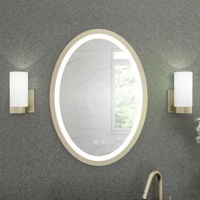 Randolph Morris Everdeen 20 x 28 Inch Oval Lighted Mirror with Anti-Fog - Brushed Brass Frame RMZK-M2028A1-BB