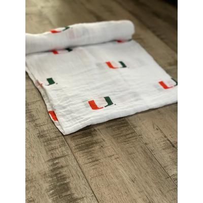 Three Little Anchors College Swaddle Blanket - Miami Hurricanes