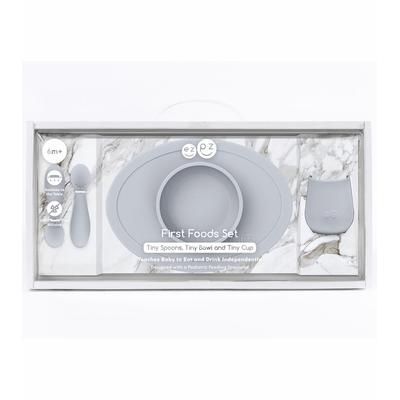 EZPZ Infant Bundle - First Foods Set + Oral Development Tools - Pewter