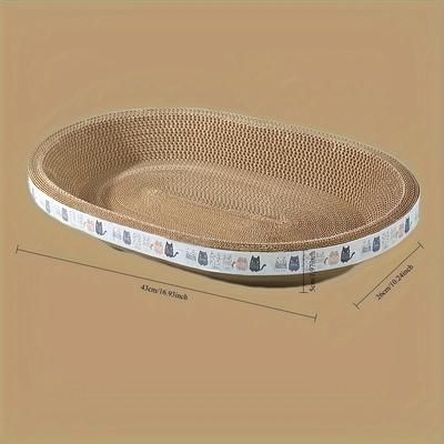 TEMU Deluxe Oval Cat Scratcher Lounge - Corrugated Cardboard Pad, Cozy Pet Bed For Relaxation & Play