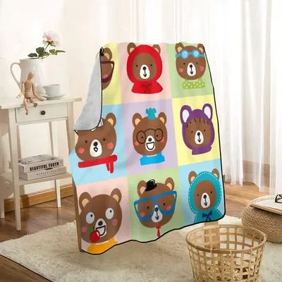 Cute Teddy Bear Blanket Personalized Blankets On For The Sofa/Bed/Car Portable 3D Blanket For Kid Home Textile Fabric 11.11