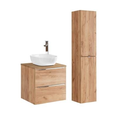 Set di mobili da bagno con lavabo effetto legno marrone 60cm