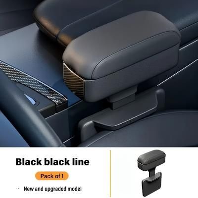 TEMU Deranfu Adjustable Leather Car Armrest Pad, Universal Console Elbow Support, Cup Holder Clamp Storage Box, Handroll Organizer For Driving