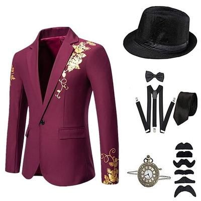 Anni Ruggenti Anni 1920 Retrò Vintage Abiti Gilet Set di accessori Gentiluomo Costume Per uomo Halloween Carnevale Capodanno Festa / Sera Mascherata Vigilia di Capodanno Adulti Cravatta Cappotto Gilet
