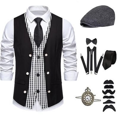 Anni Ruggenti Anni 1920 Retrò Vintage Abiti Gilet Set di accessori Gentiluomo Costume Per uomo Halloween Carnevale Capodanno Festa / Sera Mascherata Vigilia di Capodanno Adulti Cravatta Gilet Altri