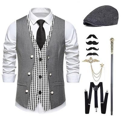 Anni Ruggenti Anni 1920 Retrò Vintage Abiti Gilet Set di accessori Gentiluomo Costume Per uomo Halloween Carnevale Capodanno Festa / Sera Mascherata Vigilia di Capodanno Adulti Cravatta Gilet Altri