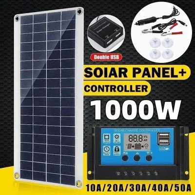 Solar Panel 12V 1000W Solar Cell 10A-100A Controller Solar Panel for Phone RV Car MP3 PAD Charger Outdoor Battery Supply
