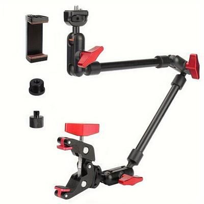 TEMU 22-inch 57cm Adjustable Magic Arm, Mobile Phone Holder, Microphone Holder, With Super Clip Camera Holder Hinge Arm Friction Magic Arm Camera Installation 1/4 Inch