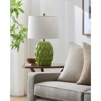 Marmelade 22"H x 14"W x 14"D Cottage Lime Green/White/Metallic - Brass/Translucent Table Lamp - Boutique Rugs