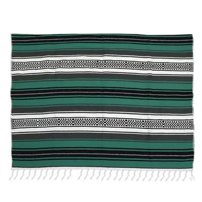 Couverture de yoga Falsa mexicaine, couverture tissée en polymères colorés, Serape pour canapé, chambre à coucher, voiture, pique-nique, été, plage, bleu, 130x180cm