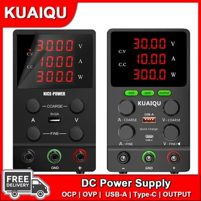 OCP OVP Lab DC Power Supply 30V 10A 300W Adjustable Bench Source OUTPUT Encoder USB-A/C Quick Charging For PCB Phone Repair