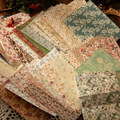 100 Sheets Vintage INS Floral pattern material paper writable Decorative Diary Scrapbooking Background paper