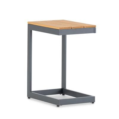 Tavolino da giardino alluminio antracite e doghe in imitazione legno