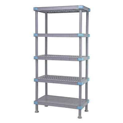 Quantum Food Service QP184262V4S1 42" NSF 5-Tier Polymer Shelf - Millenia, 18"W, 62"H, Gray
