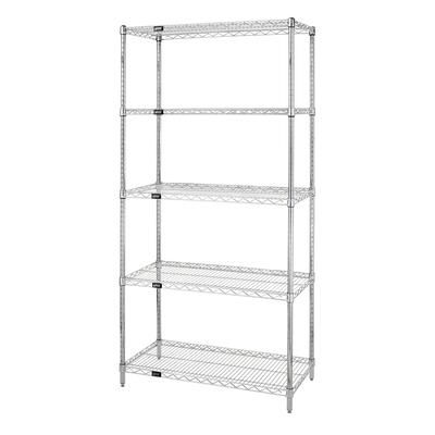 Quantum Food Service WR74-2448S-5 48" NSF 5-Tier Stainless Steel Wire Shelf Kit - 24"W, 74"H, Green