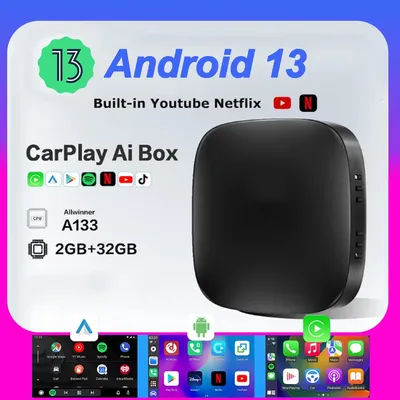 Carplay Box Android 13 Wireless Android Auto Smart TV Box Car Intelligent System WIFI Support Netflix YouTube FOTA Upgrade