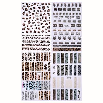 TEMU 4pcs Leopard & Snake Nail Art Stickers - Texture, Elegant Diy Nail Decals With Matte , Self-adhesive & Disposable, Nail Stickers
