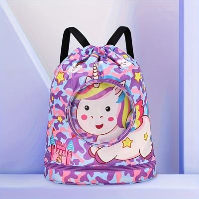 TEMU Swimming Bag For Men And Women, Dry And Wet Clothes Storage Bag, Sports Fashion Portable Cute Cartoon Swimming Travel Shoulder Bag Storage Bag
