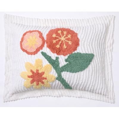 Bloom Chenille Sham by BrylaneHome in Deep Coral Multi (Size STAND) Floral Pillow