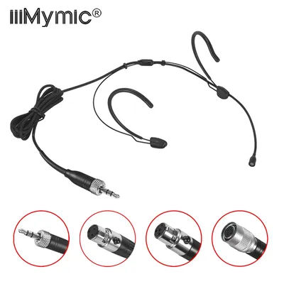 Professional Black Headset Microphone For Sennheiser Shure AKG Bodypack 3.5mm Lock 4 pin 3pin Condenser Headworn Mic Thick Cable