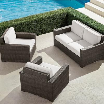 Palermo 3-pc. Loveseat Set in Bronze Wicker - Quick Dry, Dove - Frontgate