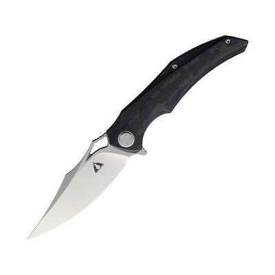 CMB Made Knives Prowler Folding Knife 4.75in Closed Bohler M390 3.75in Satin Blade Black/Blue Carbon Fiber Handle Nylon Sheath CMB02B