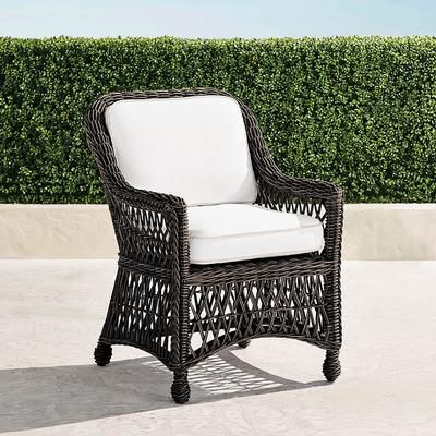 Set of 2 Hampton Dining Arm Chair in Black Walnut Wicker - Standard, Restored Chalk - Frontgate