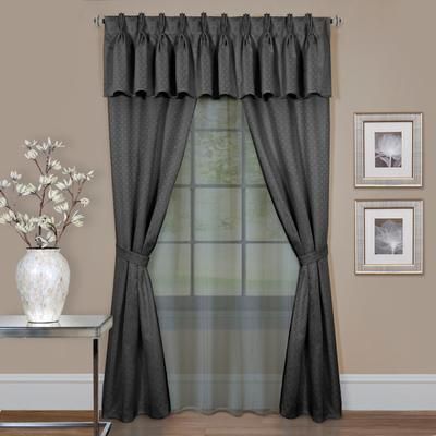 Wide Width Claire 6-PC Window Set by BrylaneHome in Black (Size 55" W 84" L)