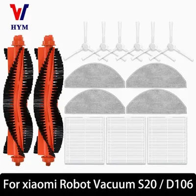 For Xiaomi Robot Vacuum S20 / D106 Accessories Main Side Brush Hepa Filter Mop Cloth Dust Bag Replacement Spare Parts