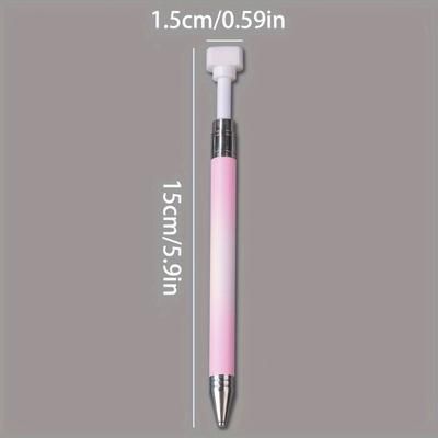 TEMU [popular ] Kaniu Macaron Gradient Nail Art Pen With Self-adhesive Rotating Rhinestone Tool For Professional Salon Use, Dot Drill Pen, Portable