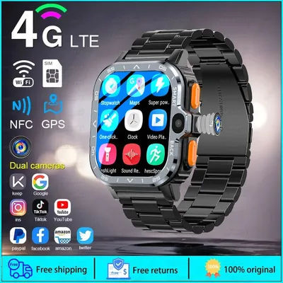 Pour HUAWEI ios 2025 nouveau GPS 4G 5G montre intelligente double caméra 64/16GB mémoire WiFi étanche téléphone carte SIM Smartwatch Android