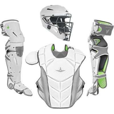 All Star MVP-Pro NOCSAE Certified Adult Baseball Catcher's Set White/Graphite