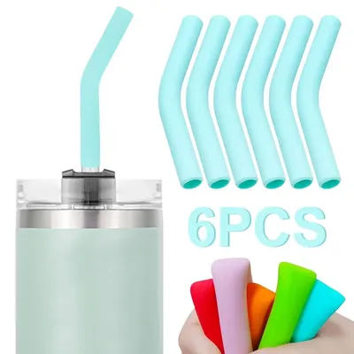 6 pièces nouvelles pointes de paille en métal haut de gamme en Silicone 8mm de diamètre extérieur couvertures de paille en caoutchouc de qualité alimentaire coude flexible paille Hydraflow