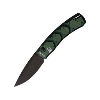 Piranha Knives Auto X Automatic Folding Knife 3.25in 154CM Black Oxide Green Aluminum Handle P-14GT