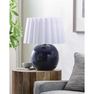 Muromtsevo 20"H x 19"W x 19"D Traditional Navy/White/Metallic - Brass/Translucent Table Lamp - Boutique Rugs