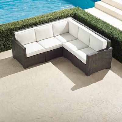 Small Palermo 5-pc. Modular Set in Bronze Wicker - Standard, Resort Stripe Black - Frontgate