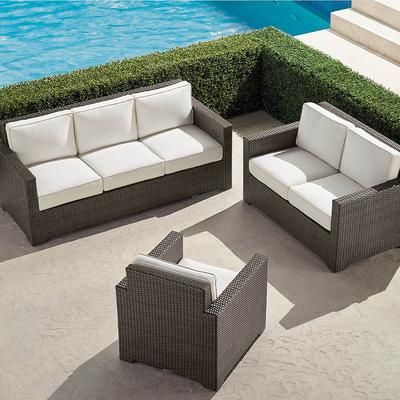 Small Palermo 3-pc. Sofa Set in Bronze Wicker - Sunbrella Rain, Rain Gingko - Frontgate