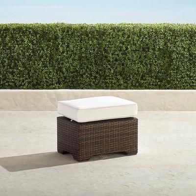 Small Palermo Ottoman with Cushion in Bronze Wicker - Standard, Luna Leopard Charcoal - Frontgate