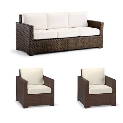 Small Palermo 3-pc. Sofa Set with Two Lounge Chairs in Bronze Wicker - Quick Dry, Natural - Frontgate