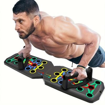 TEMU Push-up Board For Men - Portable Chest & Abdominal Muscle Trainer, Pp Material, Black