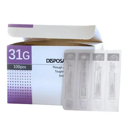 100pcs 31G Painless Small Needle Painless Beauty Ultrafine 31G * 4mm , 31G * 6mm Syringes Needles Eyelid Tools Tattoo Needle