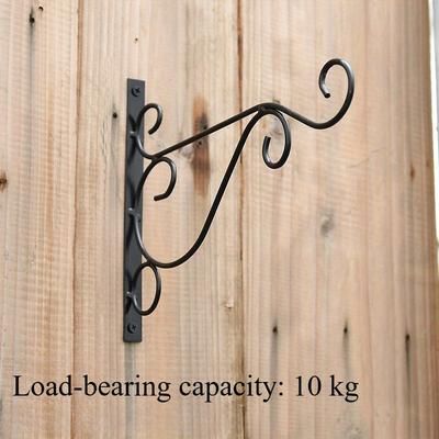 TEMU Versatile Heavy-duty Metal Wall Hooks - Rustproof Black Brackets For Garden Baskets, Lanterns, Flower Pots & More - Indoor/outdoor Use With Screws Included