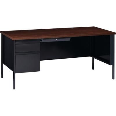 Lorell 60918 Single Pedestal Desk, LH, 66" x 30" x 29-1/2", Black Walnut LLR60918
