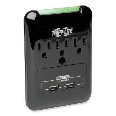 Tripp Lite SK30USB Protect It! Surge Protector, 3 Outlets/2 USB, Direct Plug-In, 540 J, Black TRPSK30USB
